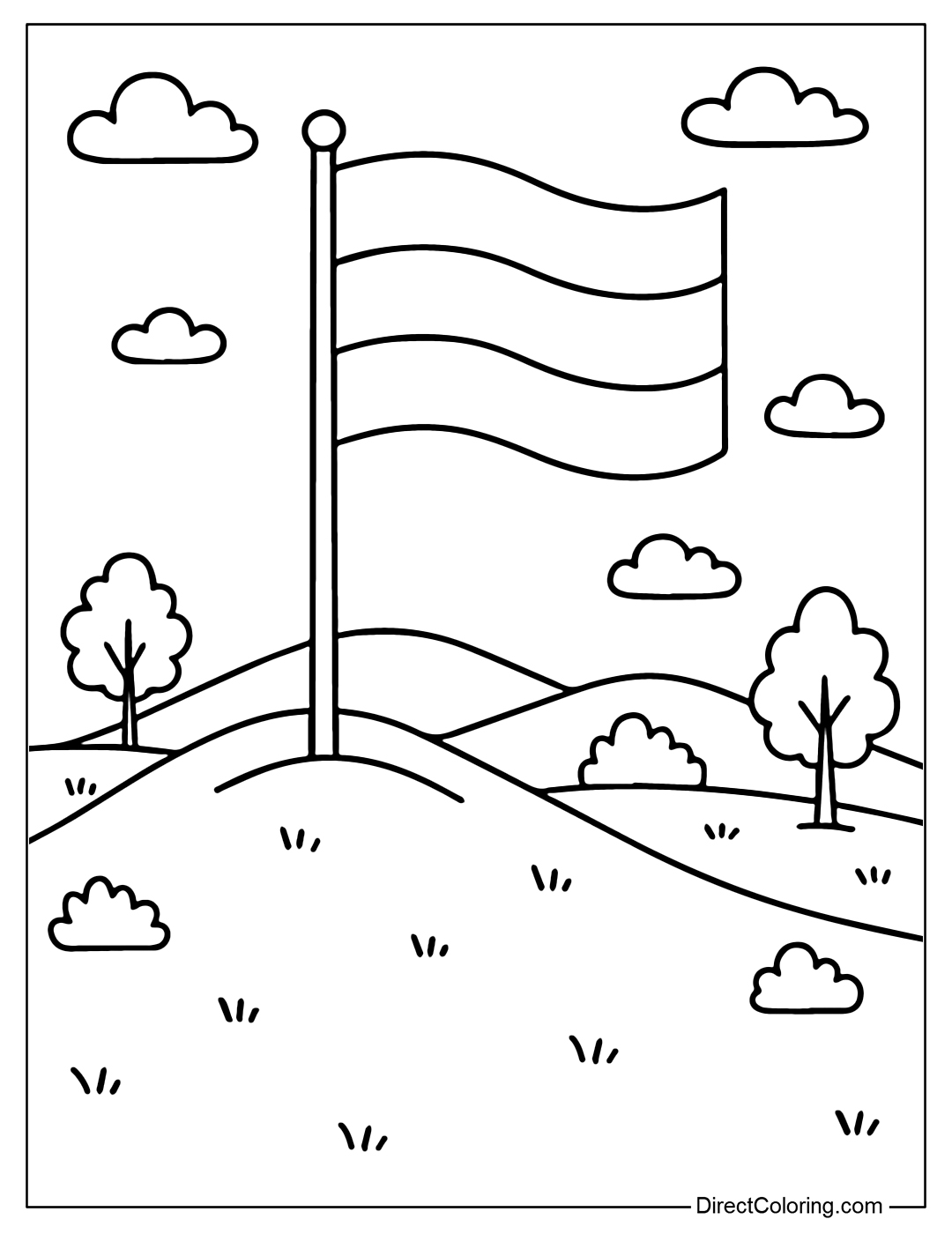 Flag Landscape Coloring Page